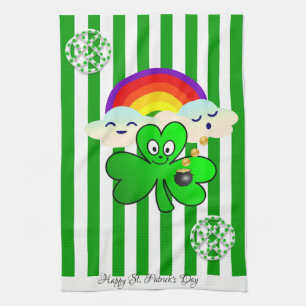 Saint Patrick's Day Kitchen Hand Towel Shamrock
