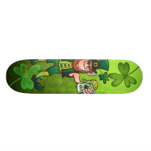 Saint Patrick's Day Leprechaun Drinking Beer Skateboard