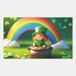 Saint Patrick's Day Leprechaun in Pot of Gold Sticker