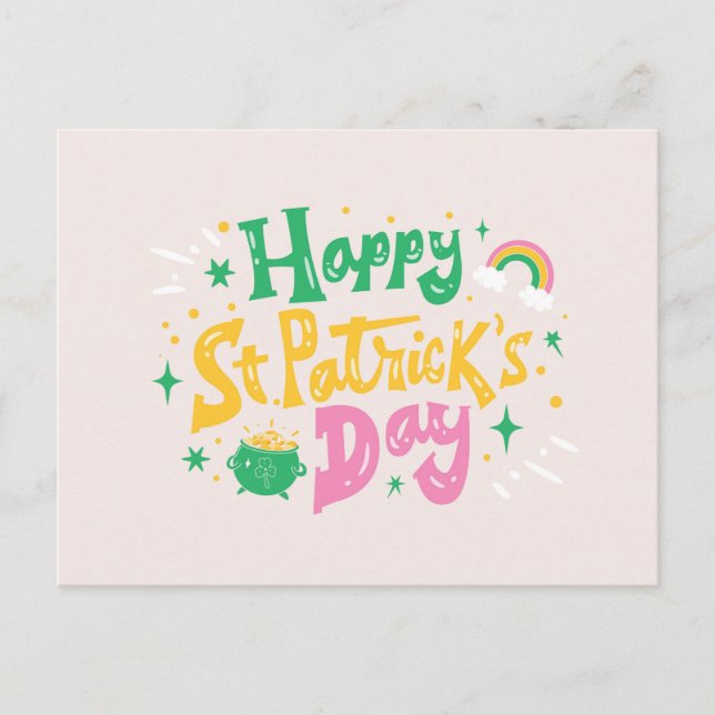 SAINT PATRICKS DAY LETTERING POSTCARD (Front)