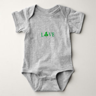 Saint Patrick's Day Love Green Clover Shamrock Baby Bodysuit
