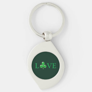 Saint Patrick's Day Love Green Clover Shamrock  Keychain