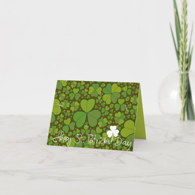 Saint Patrick's Day Lucky Clovers Shamrock Irish Card (Front)