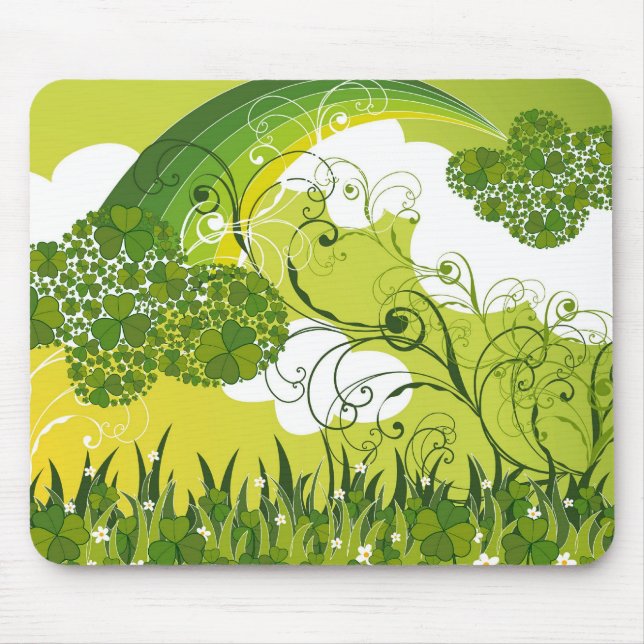 Saint Patrick's Day Lucky Clovers Shamrock Irish Mouse Pad (Front)