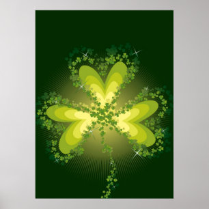 Saint Patrick's Day Lucky Clovers Shamrock Irish Poster