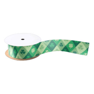 Saint Patrick's Day Lucky Green Shamrock Clover Satin Ribbon
