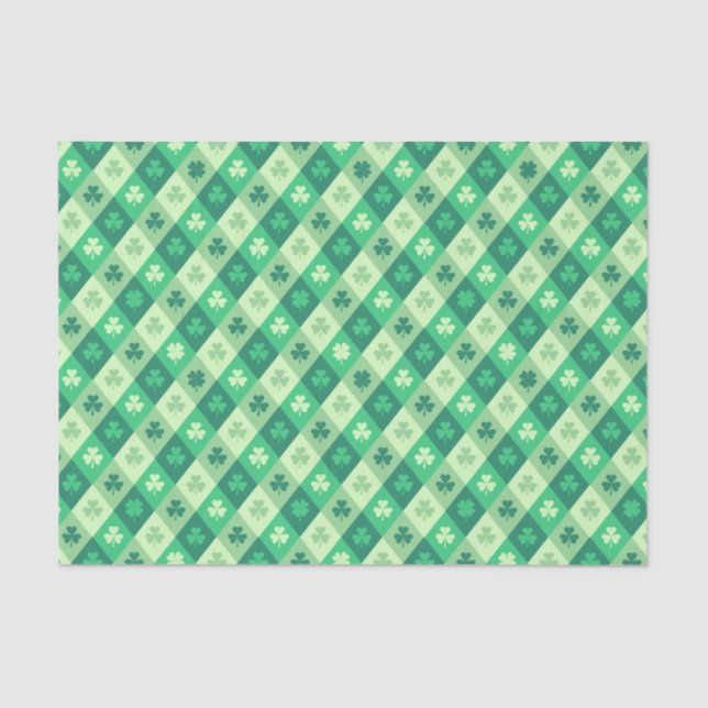 Saint Patrick's Day Lucky Green Shamrock Clover Tissue Paper (Front)