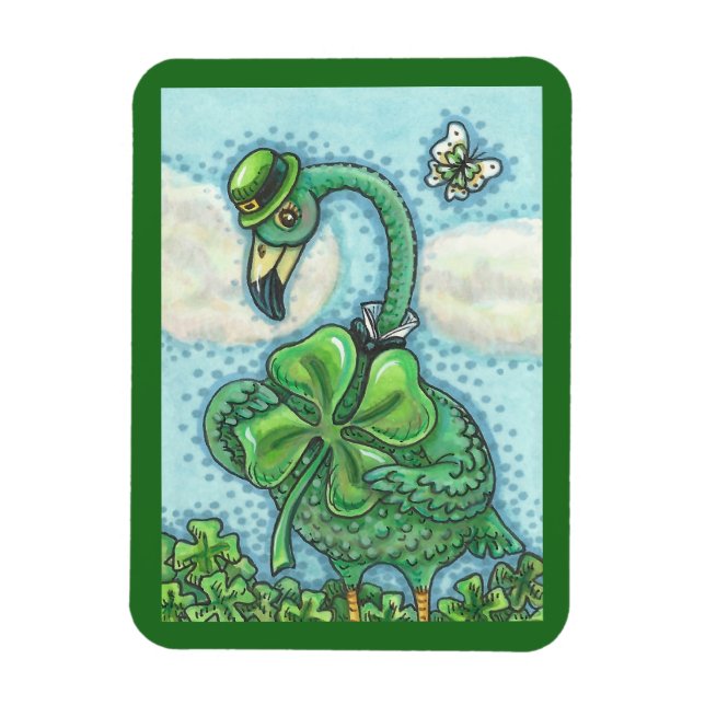 Saint Patrick's Day MAGNET FLAMANT ROSE VERT IRLAN (Vertical)