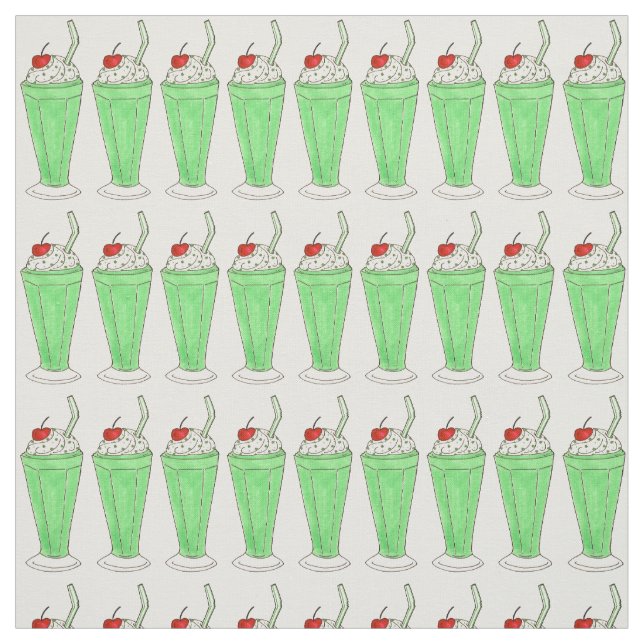 Saint Patrick's Day Mint Green Milkshake Shake Fabric (Swatch)