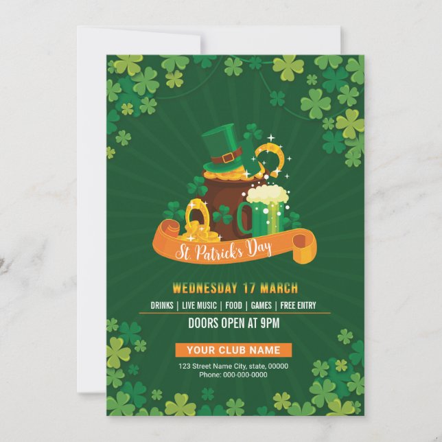 Saint Patrick's Day Party Invitation Template (Front)