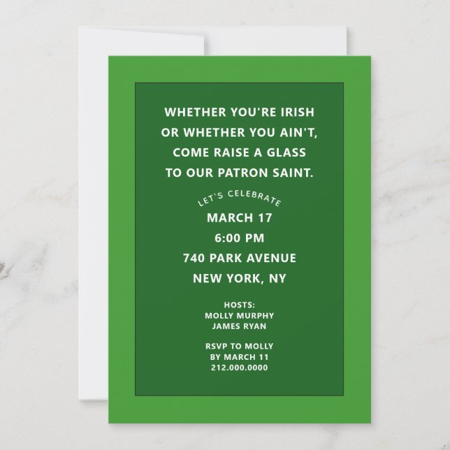 Saint Patrick's Day Party Invites (Front)