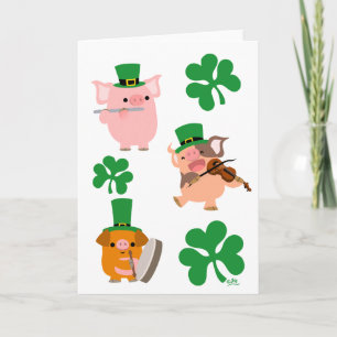 Saint Patrick's Day petits musiciens carte de voeu