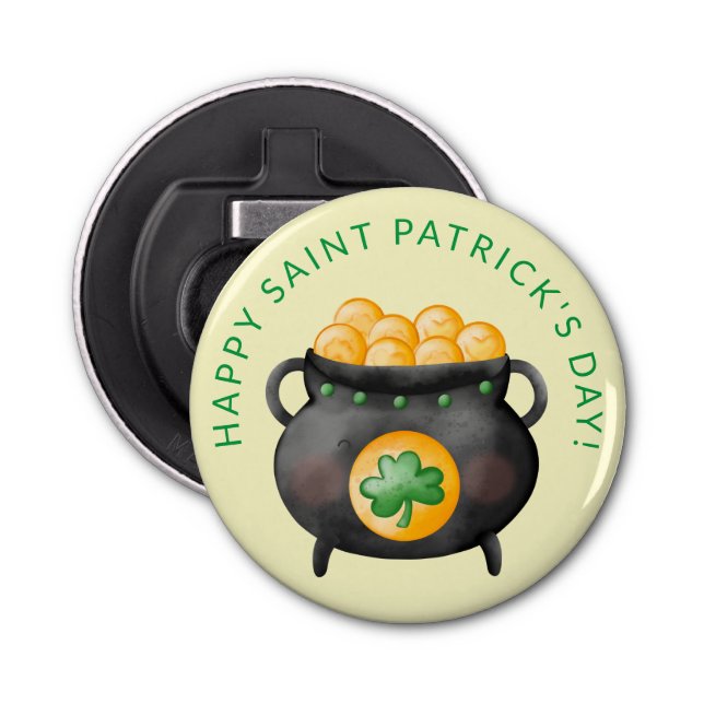Saint Patrick's Day Pot of Gold Party Bottle Opener (Front)
