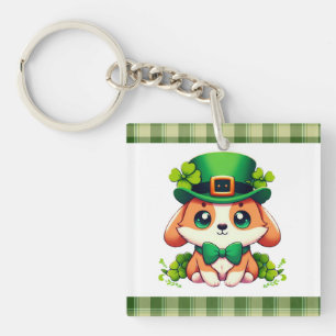 Saint Patricks' Day puppy  Keychain