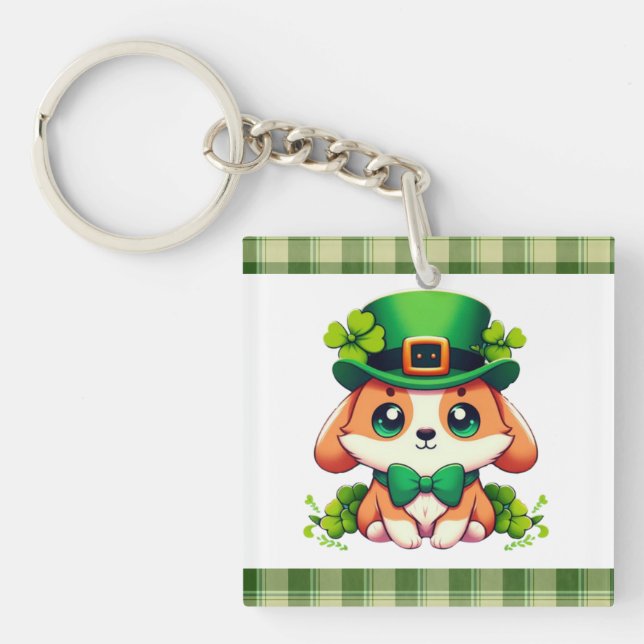 Saint Patricks' Day puppy  Keychain (Front)