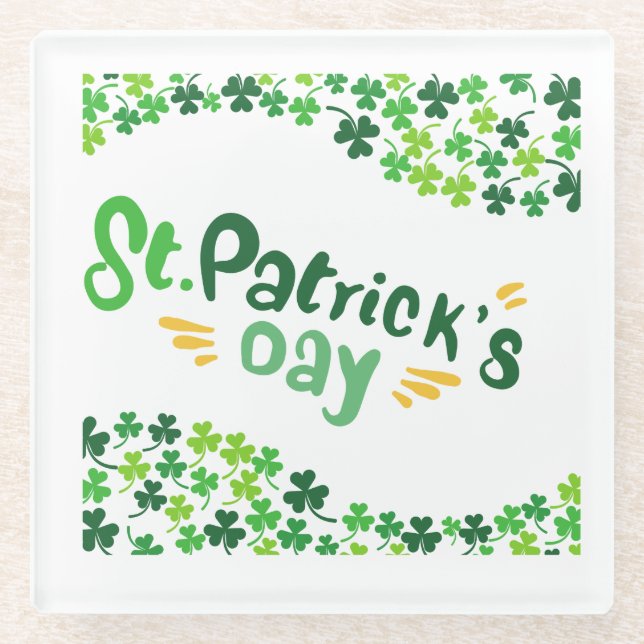 Saint Patrick's Day,Shamrock,Irish  Glass Coaster (Front)