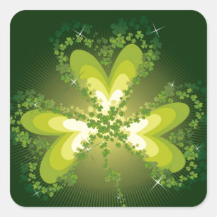 Saint Patrick's Day Shamrock Lucky Clover Leaf Square Sticker