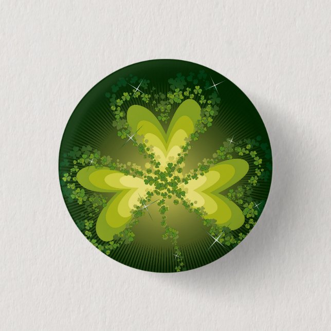 Saint Patrick's Day Shamrock Lucky Clovers Button (Front)