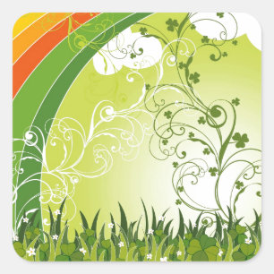 Saint Patrick's Day Shamrock Lucky Clovers Leaves Square Sticker