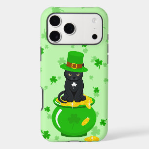 Saint Patrick's Day Shamrock Pot of Gold Black Cat