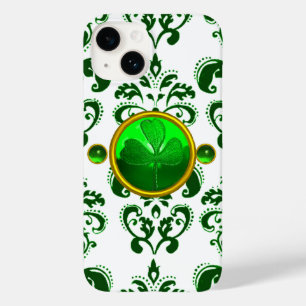 SAINT PATRICK'S DAY SHAMROCK WITH GREEN DAMASK Case-Mate iPhone 14 CASE
