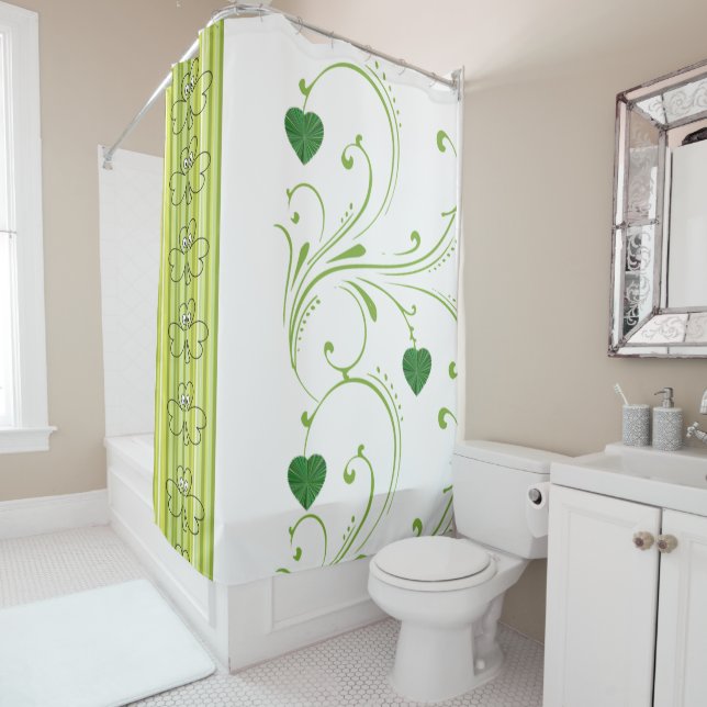 Saint Patrick's Day Shower Curtain Clover Floral (In Situ)