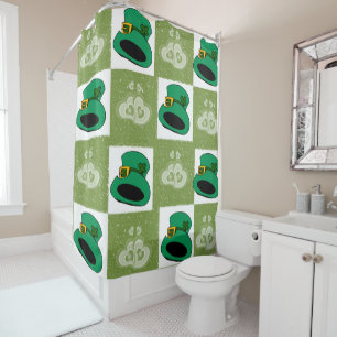 Saint Patrick's Day Shower Curtain Hats Hearts
