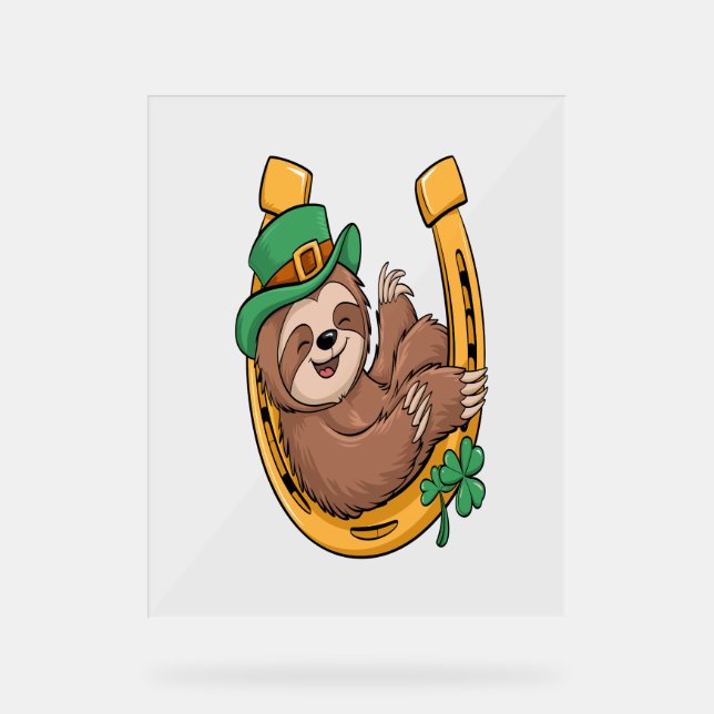 Saint Patrick's Day Sloth Horseshoe Lucky (Recto)