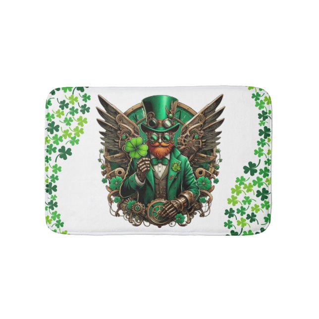 Saint Patrick's Day steampunk clover Bath Mat (Front)