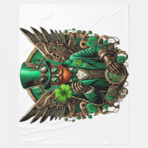 Saint Patrick's Day steampunk clover Fleece Blanket