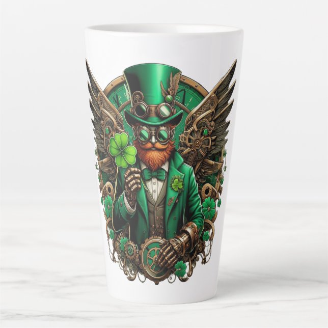 Saint Patrick's Day steampunk clover Latte Mug (Front)
