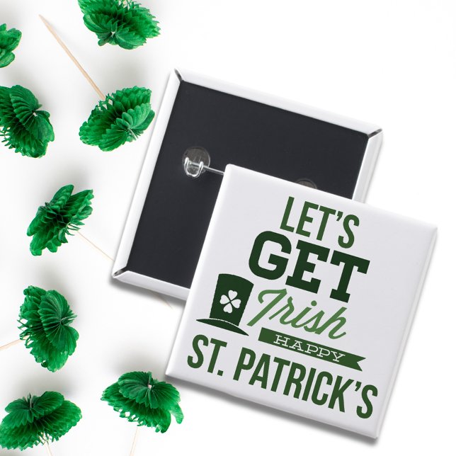 Saint Patricks Day Typography 2 Inch Square Button (Creator Uploaded)