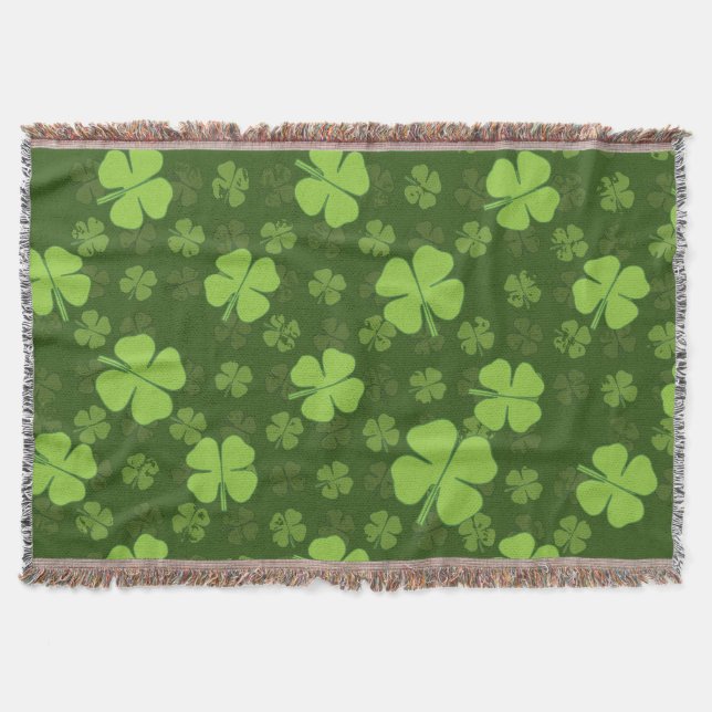 SAINT PATRICKS FOUR LEAF CLOVER THROW BLANKET (Front)