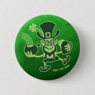 Saint Patrick's Leprechaun Dancing and Celebrating 2 Inch Round Button