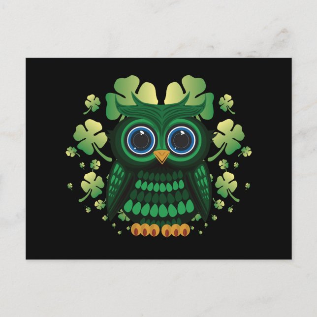 Saint Patrick's Owl Postcard (Front)