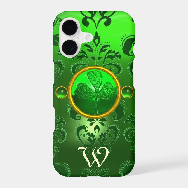 SAINT PATRICK'S SHAMROCK GREEN DAMASK MONOGRAM (Back)