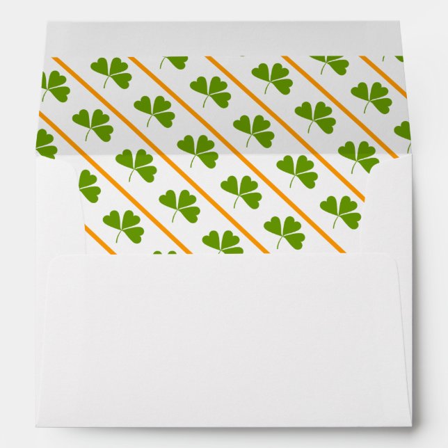 Saint Patrick's shamrocks and orange colour stripe Envelope (Back (Bottom))