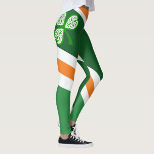 Saint Patrick's Shout Out Erin Go Bragh Striped Leggings