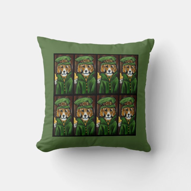 SAINT PATTY BEAGLE THROW PILLOW (Front)