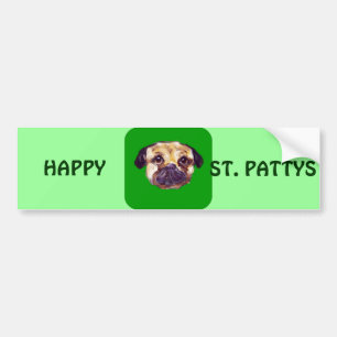 SAINT PATTY PUG BUMPER STICKER