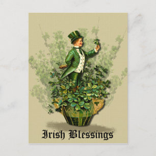 Saint Patty's Day Gent- Irish Blessings- Postcard