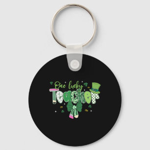 Saint Pattys St Patrick Day Shamrock One Lucky Tea Keychain