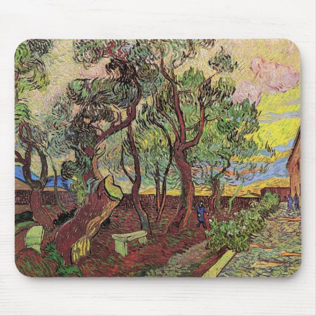Saint Paul Hospital and Garden by Vincent van Gogh Mouse Pad (Front)