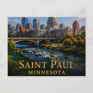 Saint Paul Minnesota Mississippi River & Capitol  Postcard