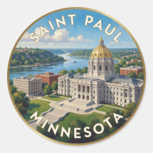 Saint Paul Minnesota Mississippi River Travel Classic Round Sticker