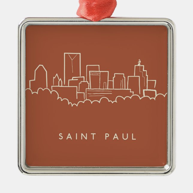 Saint Paul, Minnesota Skyline Metal Ornament (Front)