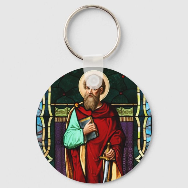 Saint Paul (Paul the Apostle) Stained Glass Art Keychain (Front)