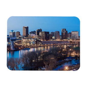 saint paul skyline and riverfront at night magnet