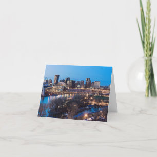 saint paul skyline and riverfront at night thank you card