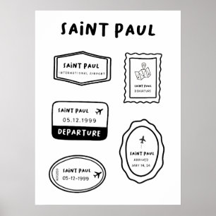 Saint Paul - Travel Stamp Collection Minimalist Poster